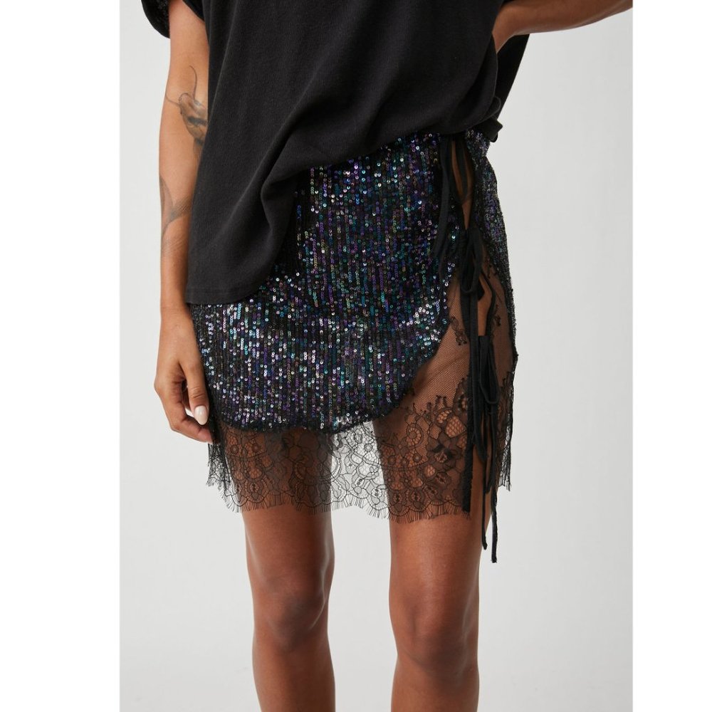 NWT Free People Gold Rush Half Slip / Black Combo